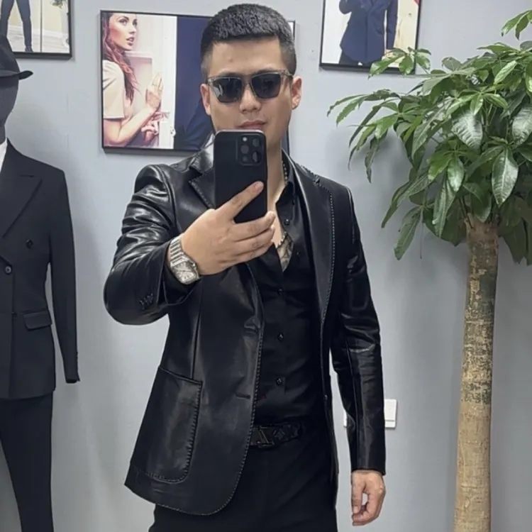 XZ9908 男士皮衣西服韩版纯色修身痞帅秋冬款时尚休闲外套