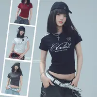 CBXLAB街舞勋章插肩小衫深灰显瘦设计感修身辣妹上衣时尚短款印花