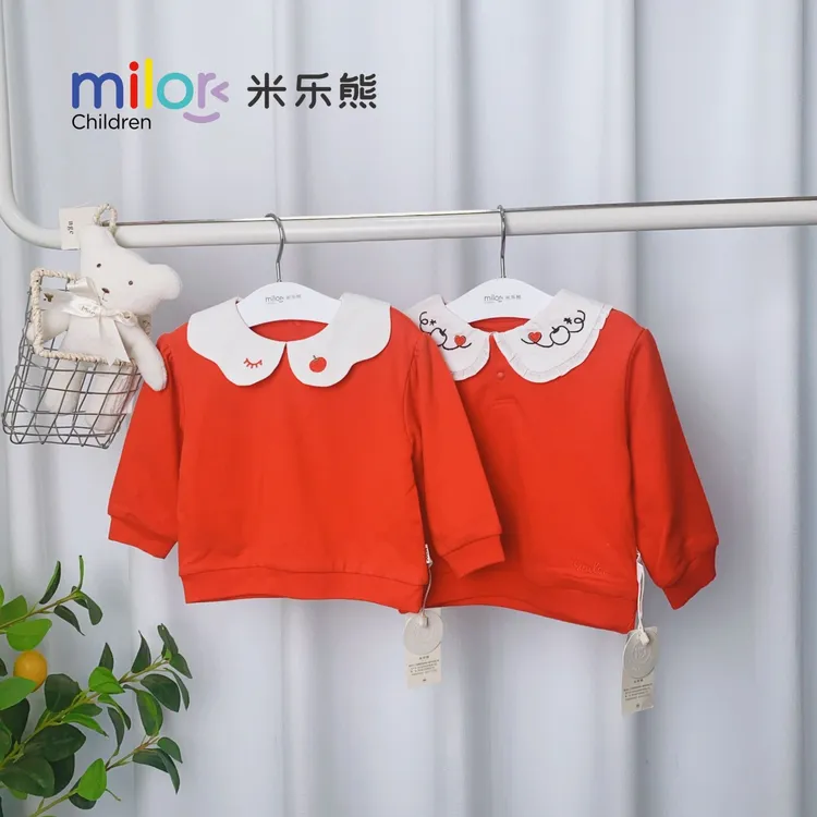 4482（双层）米乐熊新年春秋款春季卫衣圆领儿童印花上衣0112