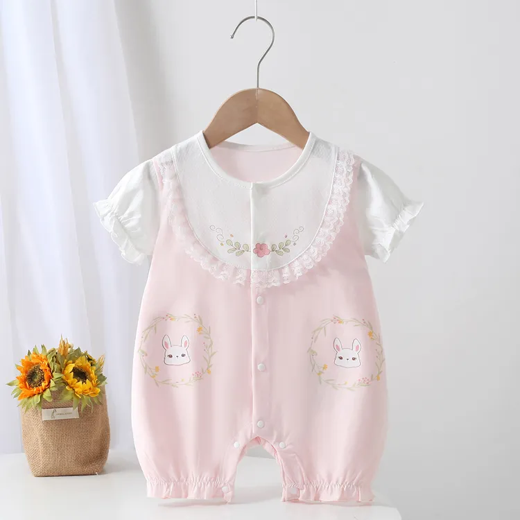 婴儿衣服夏季薄款连体衣纯棉夏日短袖宝宝夏装男孩透气家居服夏天