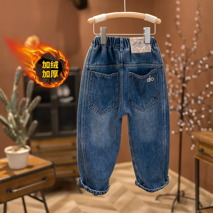 新款冬款加绒裤子男童韩版儿童牛仔裤男童裤子宽松男宝裤子7969