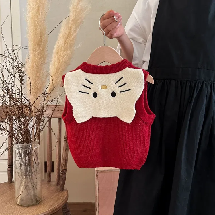 儿童马甲新款初秋上衣女宝宝衣服可爱2025女童背心坎肩马夹针织衫