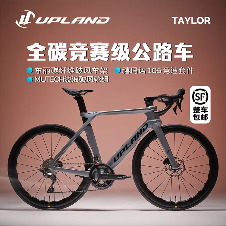 UPLAND阿普兰Taylor碳纤维超轻公路车双坐管夹油压碟刹竞赛骑行