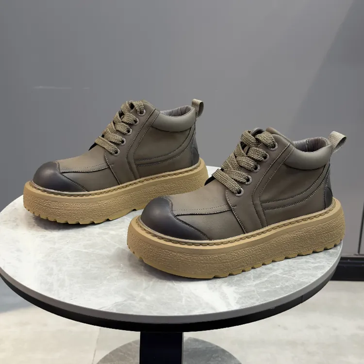复古港风增高马丁靴男士2025冬季新款加绒保暖短筒厚底休闲板鞋男