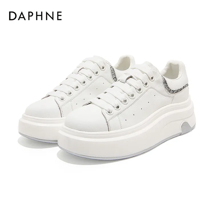 Daphne/达芙妮2025秋季时尚爆款小白鞋厚底增高琥珀流光潮流女鞋