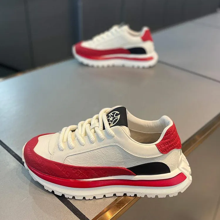 欧洲站爆款红色男鞋冬季潮牌高级感阿甘运动休闲跑步厚底老爹潮鞋
