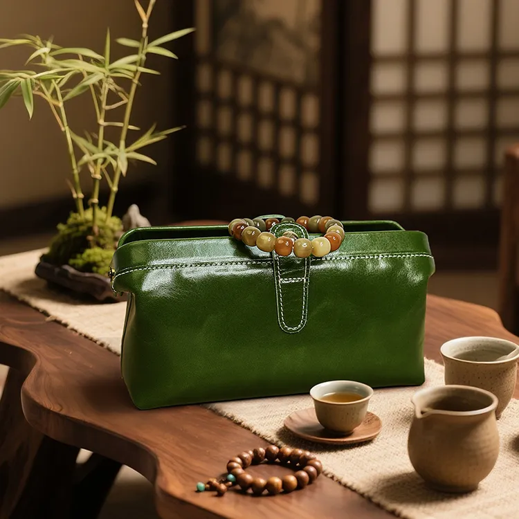 老高专属鹿师傅文玩收纳真皮包复古棕色疯马皮油蜡皮牛皮气质高档休闲女士