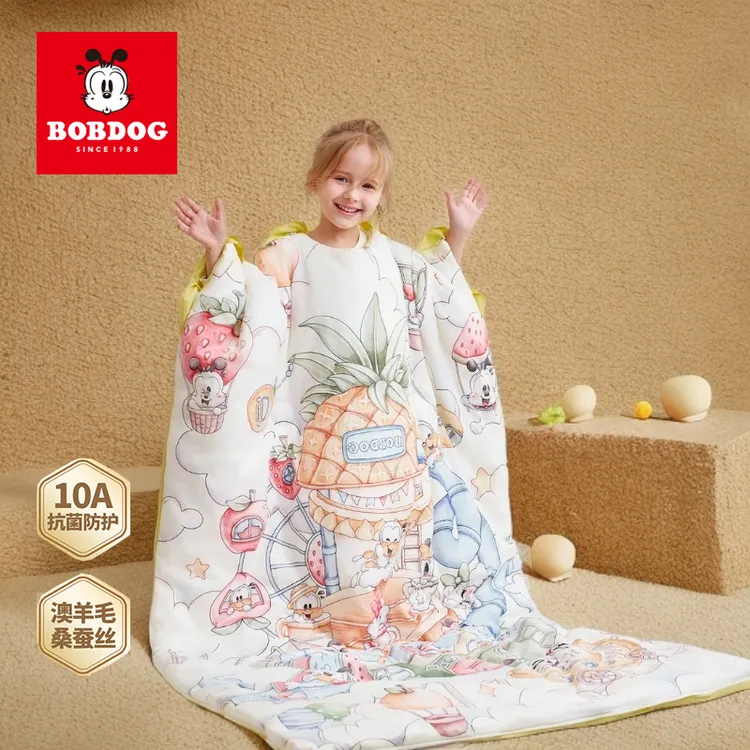 巴布豆儿童防踢被秋冬全棉宝宝睡袋中大童小孩睡觉神器防蹬被子