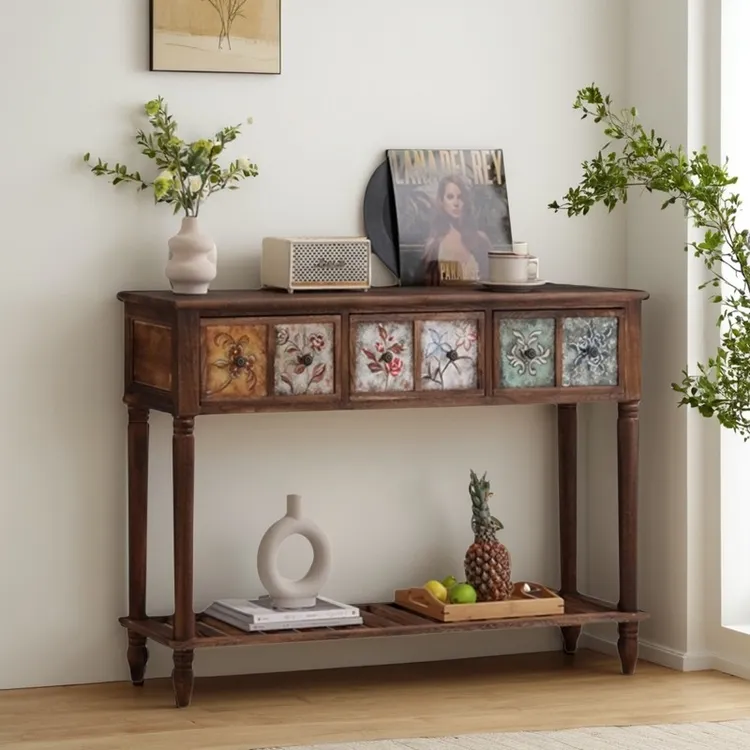 中古实木玄关柜客厅抽屉式收纳柜多功能靠墙储物边柜卧室床尾柜子