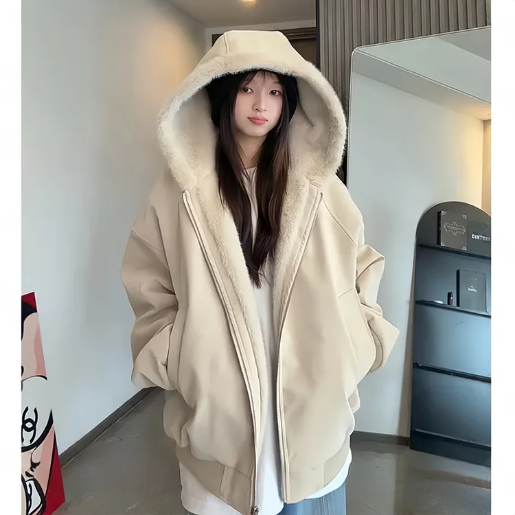 座山雕PU皮棉衣外套男士冬季保暖加绒加厚连帽毛领棉服羊羔绒棉袄