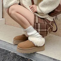 【防水】塔茨勒厚底桑坡皮毛一体雪地靴保暖时尚百搭简约一脚蹬女SP
