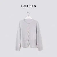 DALI PLUS山羊绒绵羊毛”鎏金单排扣开衩下摆针织开衫-D5MM2439