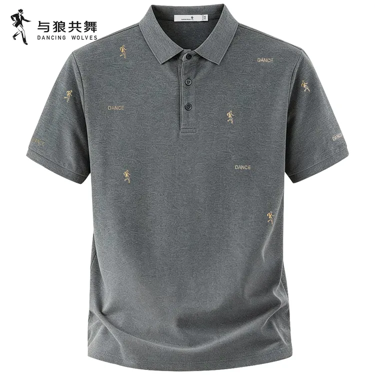 【含棉透气】与狼共舞翻领短袖T恤男2026夏季新款刺绣休闲POLO衫
