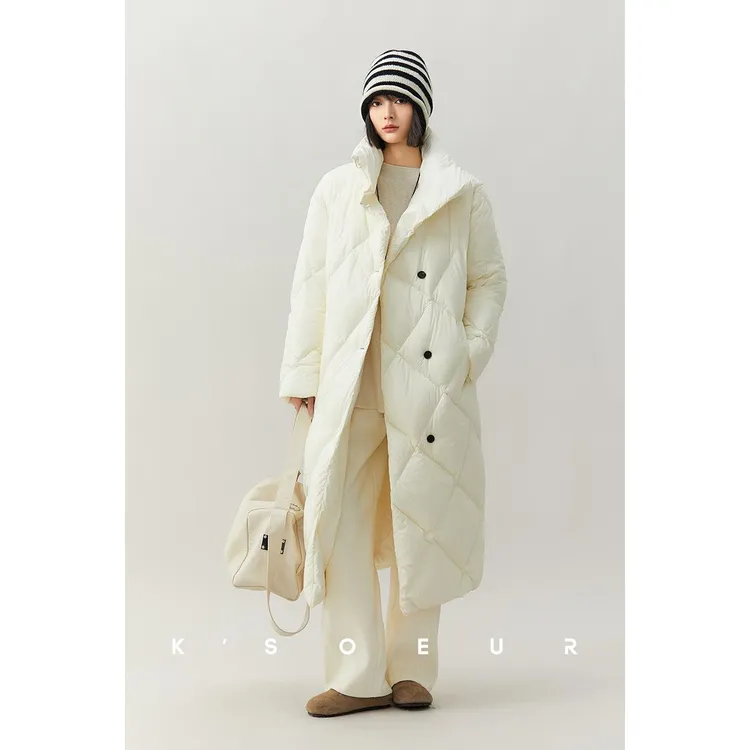 K姐KSOEUR【极简高奢王妃款鹅绒服】大被子立领中长款菱格羽绒服