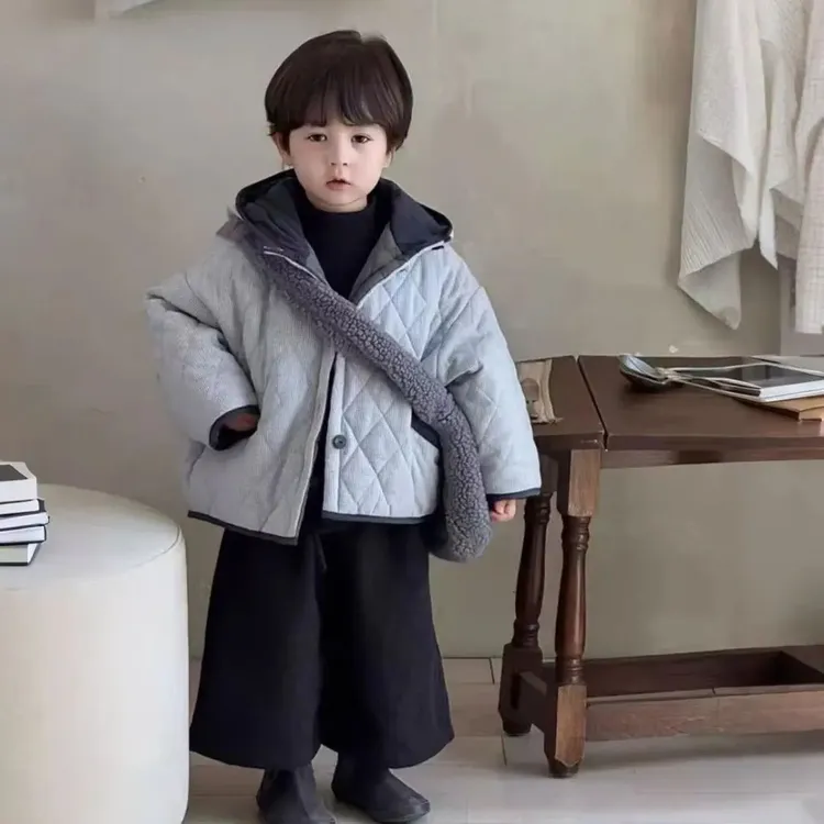 儿童棉服套装2025冬季新款洋气保暖连帽棉衣男女宝宝加厚童装反季