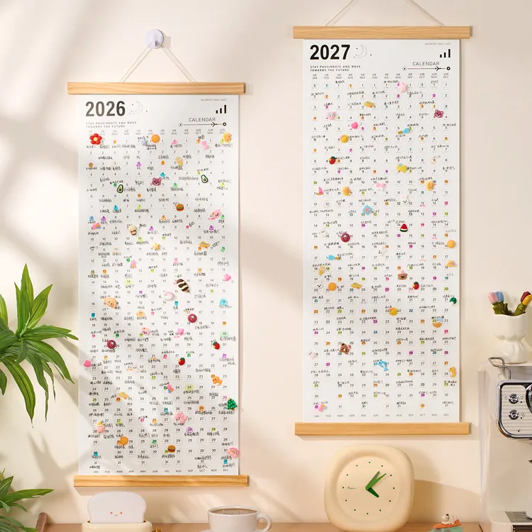 2026新版两年木架台挂历日月历送的100件小事挂件装饰品计划表礼