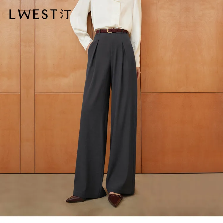 T朗文斯汀阔腿西装裤2025秋季新款简约通勤宽松显瘦休闲裤拖地裤
