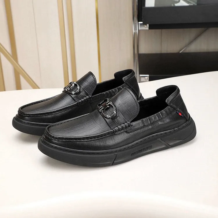 春秋爆款男士羊皮软底皮鞋低帮圆头厚底休闲皮鞋一脚蹬中年工作鞋