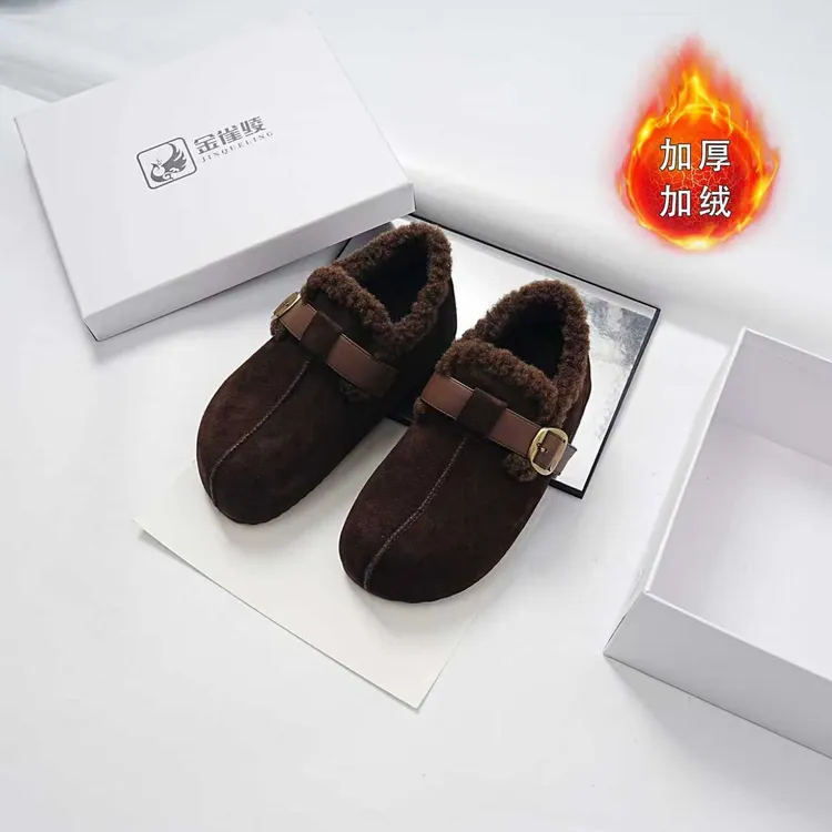 金雀绫【暖暖鞋】法式内增高厚鞋底保暖勃肯鞋SZAK4XAM2026