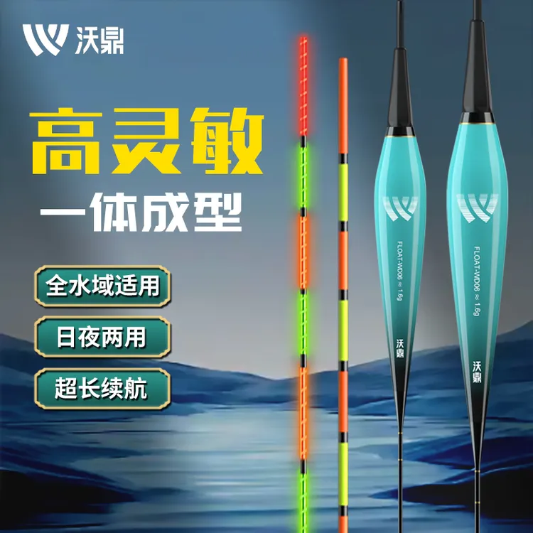 沃鼎夜光漂双排LED高灵敏咬钩变色鱼漂套装日夜两用超亮软尾鱼漂
