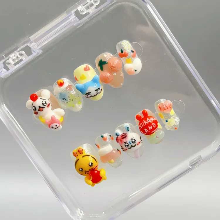 【小八趴趴】可爱卡通风格吉伊卡哇主题彩绘捏捏纯手工可拆卸穿戴甲