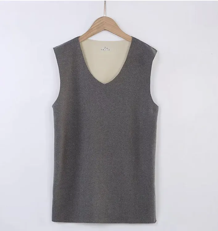 男士保暖背心极简风打底保暖秋冬纯色双面德绒