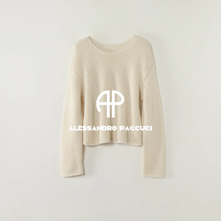 AP洛哥54307ST羊毛+羊绒圆领落肩多色百搭粗线针织套头衫