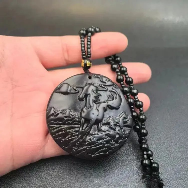 合金吊坠 【2026马到成功】5灯照变色树脂吊坠紫气东来吊坠项链商品图