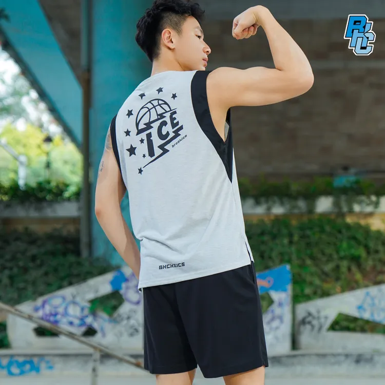 BKCXZICE破冰联名撞色美式篮球背心宽松纯棉透气运动训练健身无袖
