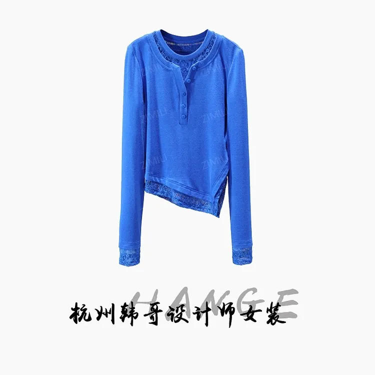 【韩哥欧货女装】冬季加厚羊毛《水溶蕾丝》高弹显瘦打底上衣10100-A0