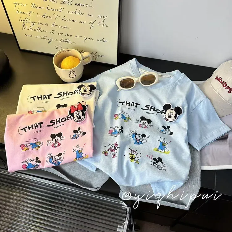 夏季儿童上衣纯棉半袖T恤卡通动漫米奇薄款中小童洋气宽松2025新