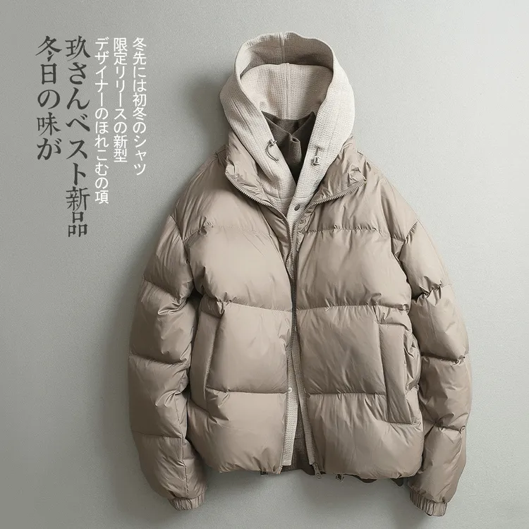 【见川】冬季假两件连帽羽绒服 男