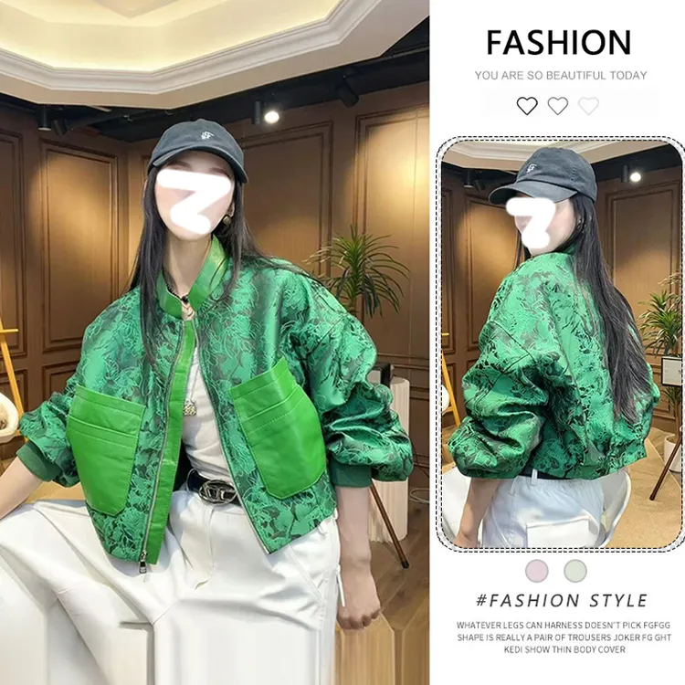 绿色设计感复古夹棉加厚棒球服女春秋2026新款小个子短款宽松夹克