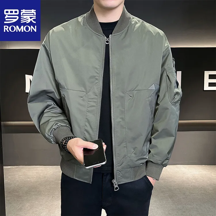 Romon/罗蒙秋季休闲外套男士2025新款简约棒球服上衣潮流百搭夹克
