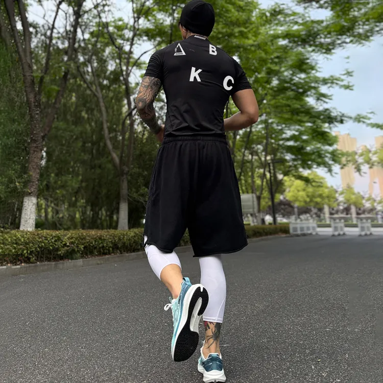 BKCXZICE破冰短袖男美式字母印花休闲T恤夏季透气运动健身紧身衣