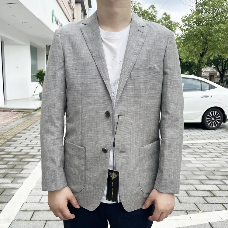 695603 羊毛71% 亚麻29% 夏季薄款亚麻透气西服单层西装2025新款