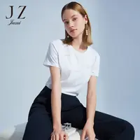 【丽公主专属】玖姿JTCX83208冰氧吧凉感夏新款显瘦上衣烫钻时尚修