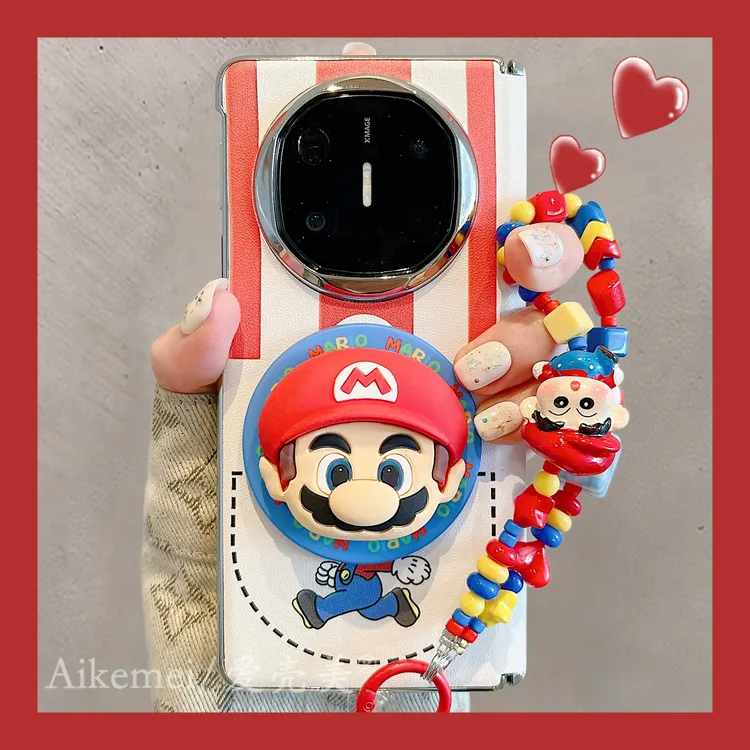 适用华为mateX6折叠屏手机壳MateX5典藏版皮质马里奥X3磁吸支架女