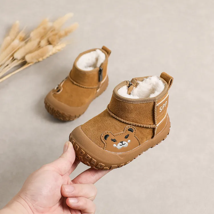 真皮高帮加绒男女宝宝学步鞋棉鞋雪地靴防滑软底保暖靴子款7320M