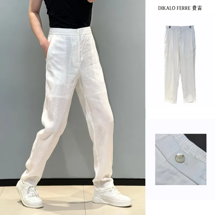 917B 迪卡里奥·费雷/25春夏新款男士亚麻面料宽松直筒休闲裤