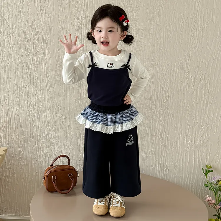 女童2025新款冬季宝宝花边屁帘裤子儿童加绒加厚冬装保暖直筒卫裤