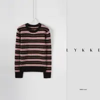 LYKKE 全羊毛费尔岛柔糯条纹肌理都市轻熟风精致针织上衣-E774