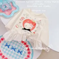 「Dannirabbit」【甜美风】韩版卡通印花拼接花边儿童打底衫【K-1065】