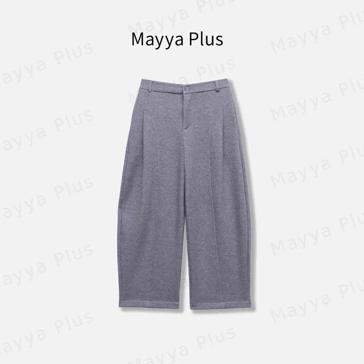 【结构裤】Mayya Plus麦芽定制垂坠感显瘦毛茸茸阔腿休闲裤32547592