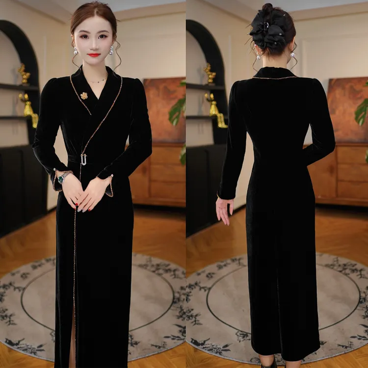 【鎏金岁月】2025秋冬新款收腰显瘦洋气减龄轻奢女人味打底连衣裙