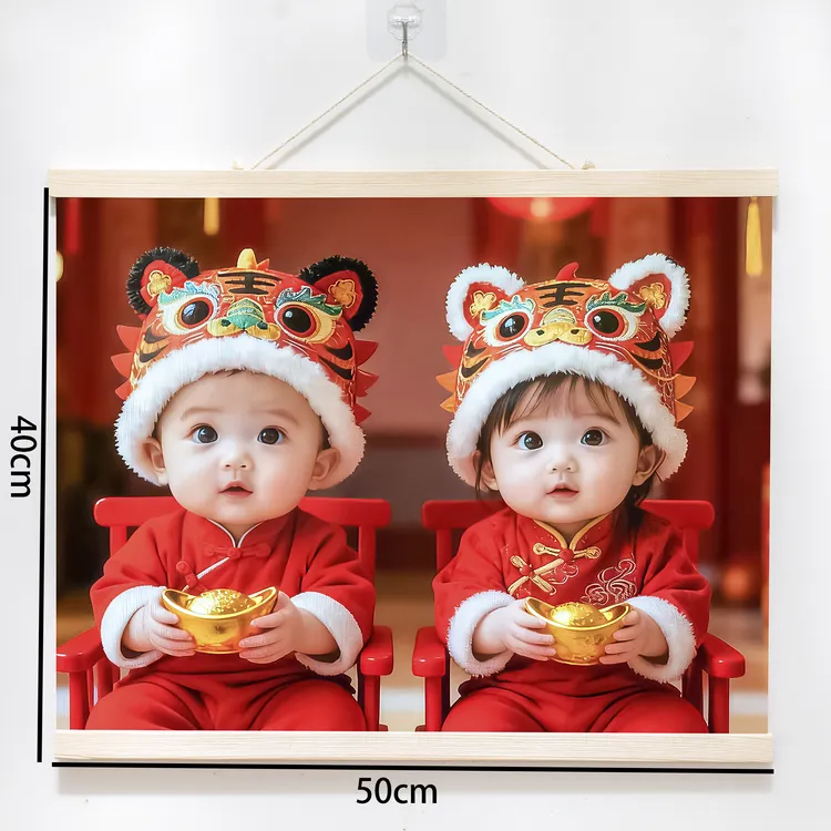 结婚年画宝宝助孕龙凤胎宝宝画婚房床头孕妇画报墙贴纸送子娃娃