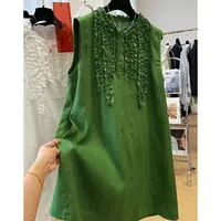 D00826重工时尚木耳边背心裙女夏季薄款高端无袖连衣裙中长款裙子