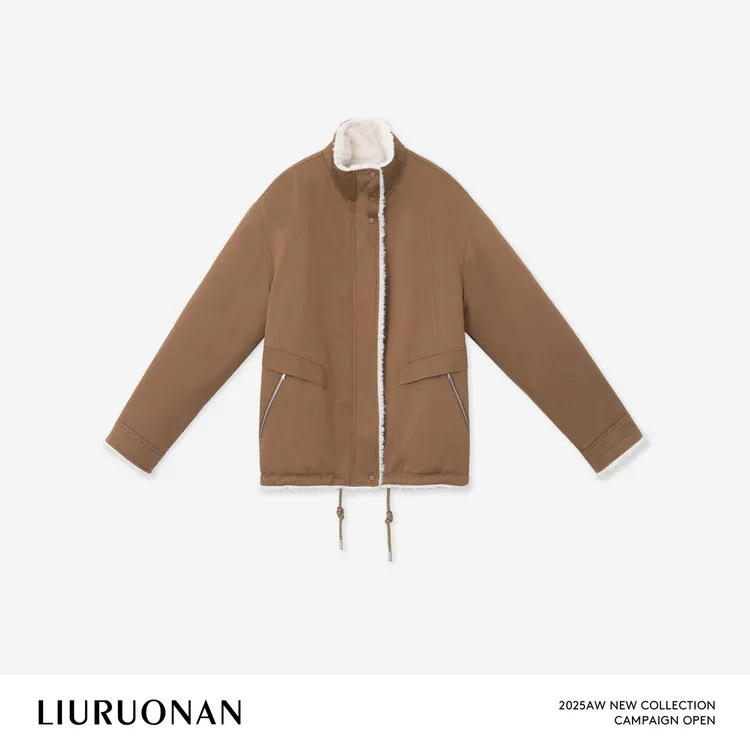 LIURUONAN 25WIN【落叶大道】立领长袖加绒保暖宽松休闲短外套秋冬