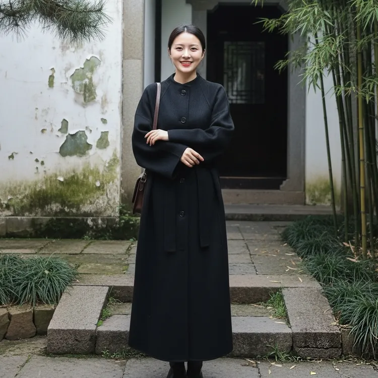 100-240斤秋冬长款双面呢冬季毛呢外套时尚宽松气质常规大码