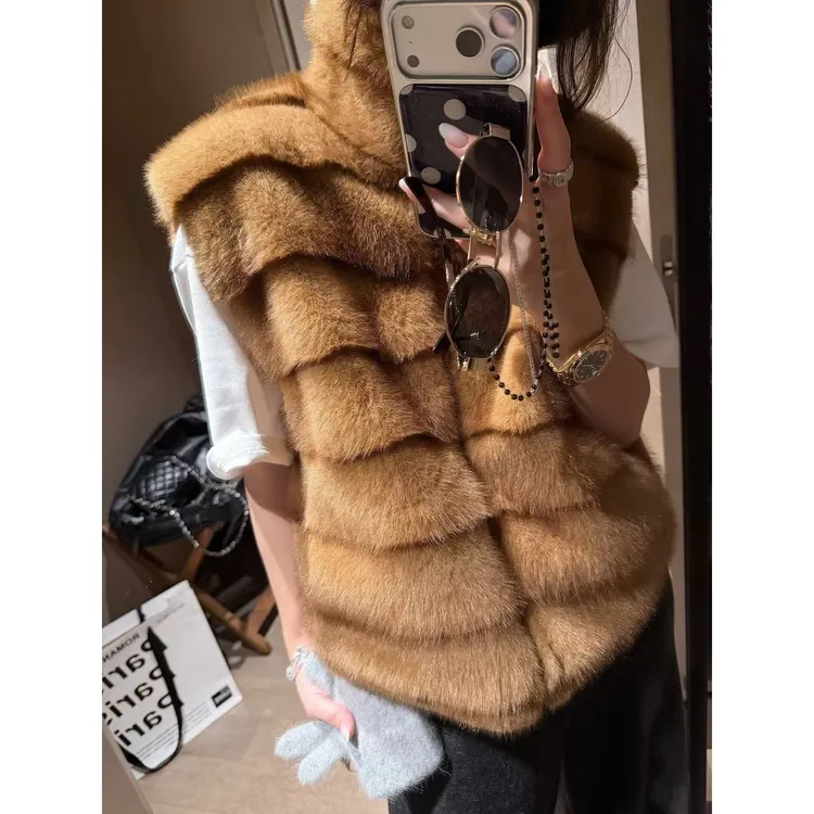 SP 【托斯卡小贵妇】超洋气百搭两面穿皮草马甲 休闲精美马夹